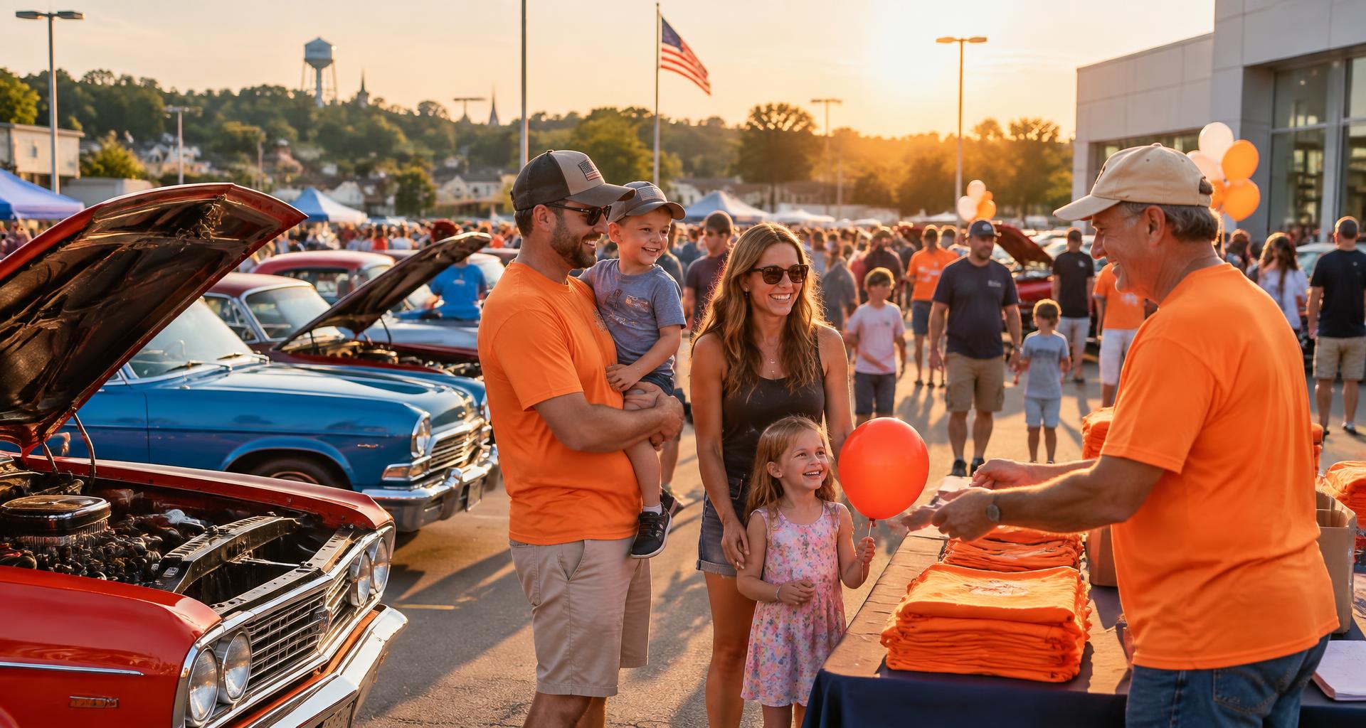Byrider team members and families at a community car show